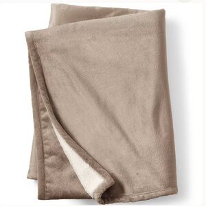 New! Lands End Sherpa Fleece Throw Blanket
